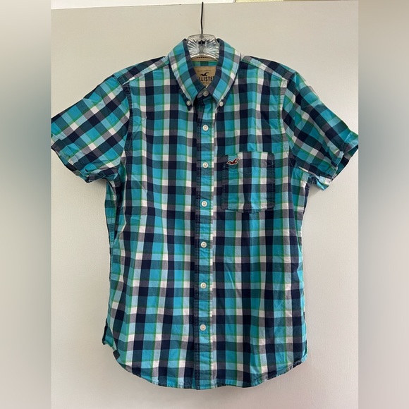 Hollister bundle of 2 Plaid Short-Sleeved Button Down Shirt Size Men’s Small EUC - Picture 2 of 12